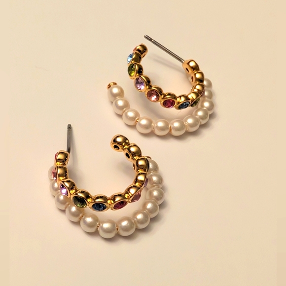 Kate Spade Pearl Caviar Double Huggies - Picture 2 of 3